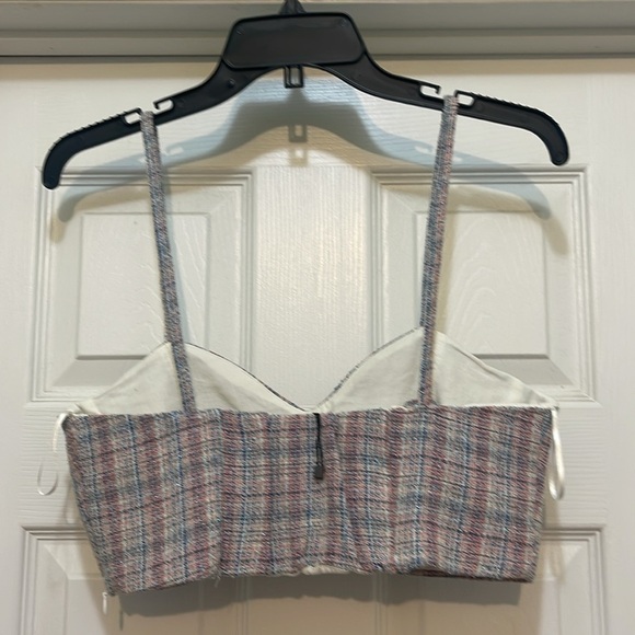 Zara - tweed corset top - plaid checkered with metallic threading - size M - Picture 4 of 8